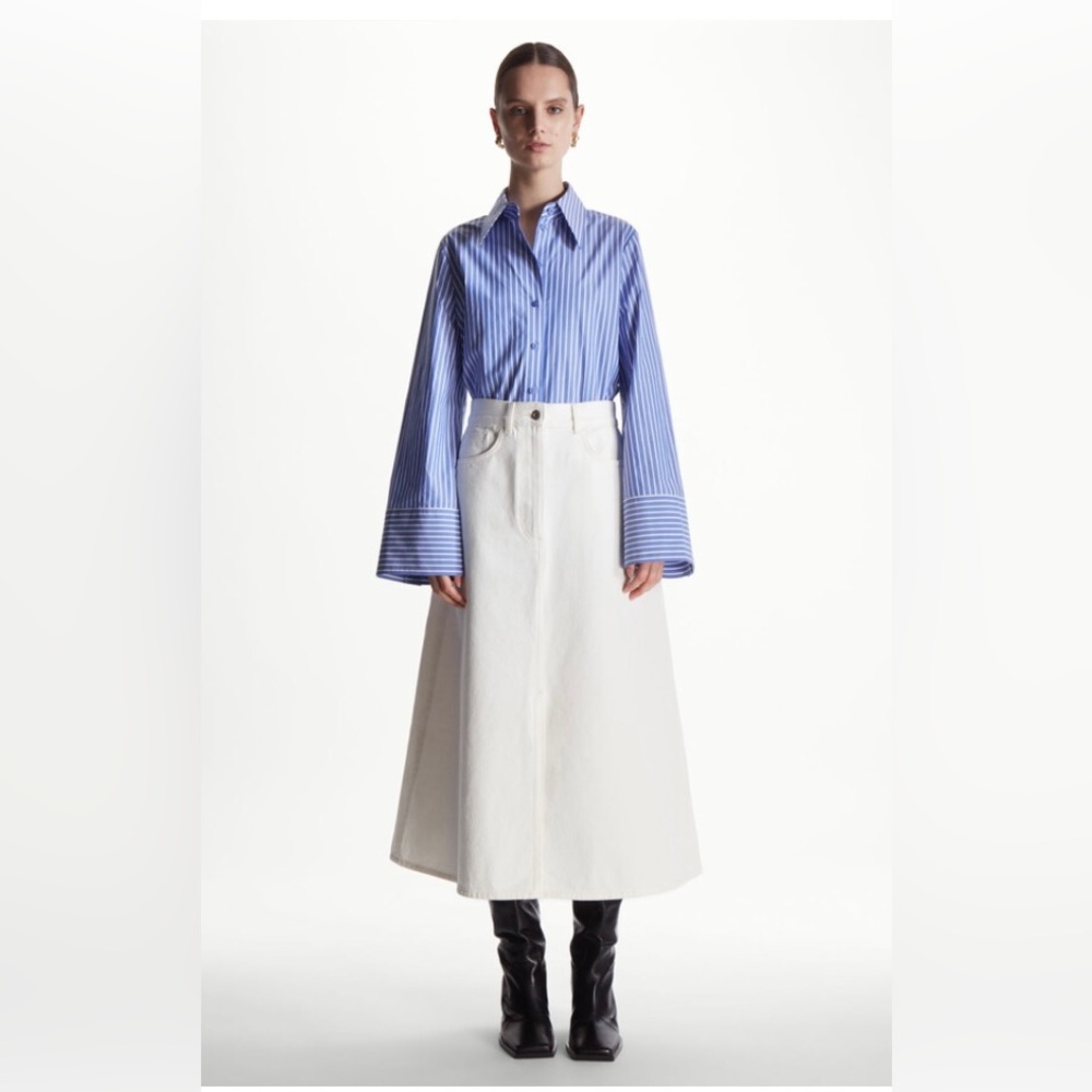 ❗️ISO⚠️❗️COS A-Line Denim Skirt - CREAM / WHITE